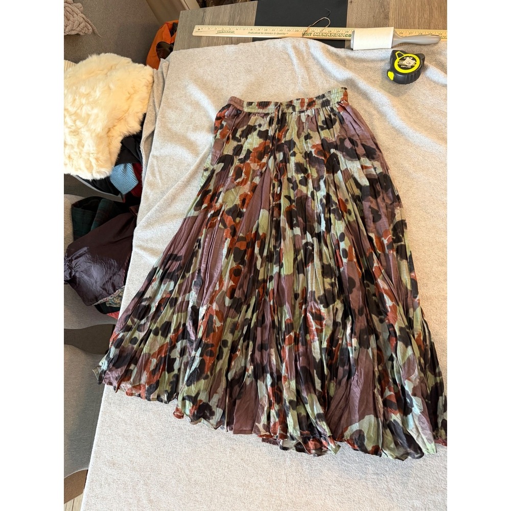 Dimri Abstract Print Pleated Maxi Skirt Womens Size M Elastic Waist Boho Gauze